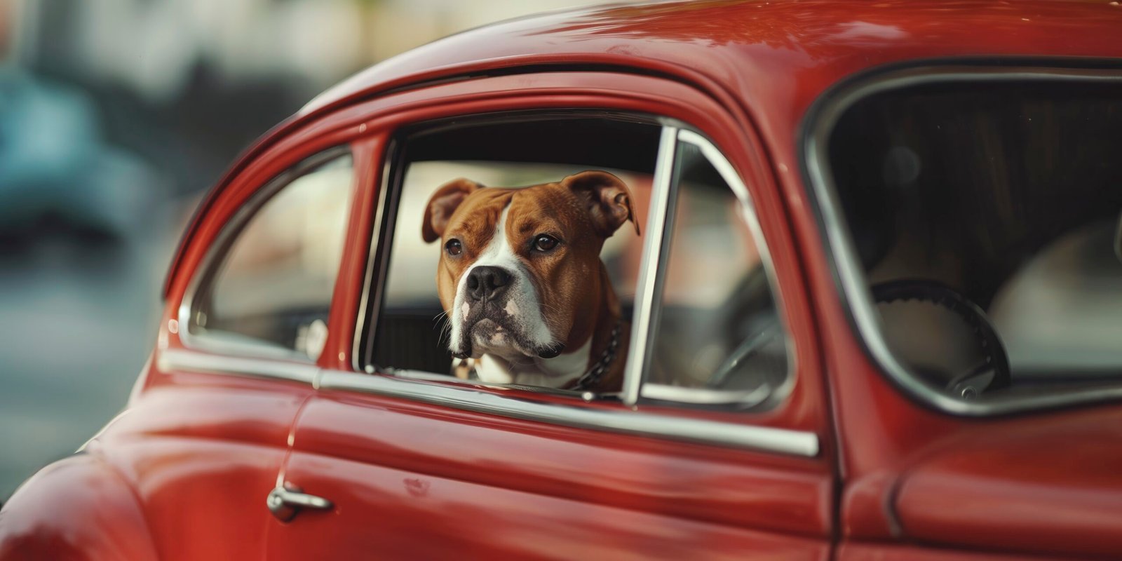 Cachorro olhando pelo vidro do carro