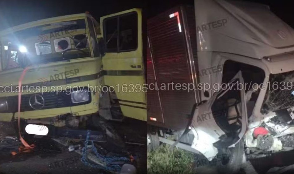 Acidente entre dois caminhões deixa feridos na SP-300 em Itupeva (SP) — Foto: Artesp/Divulgação